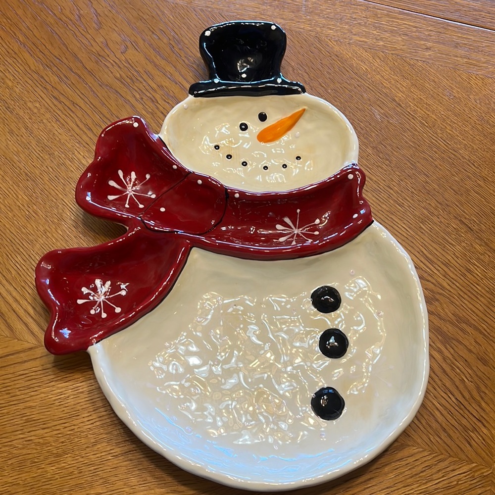 Snowman Porcelain Party Tray